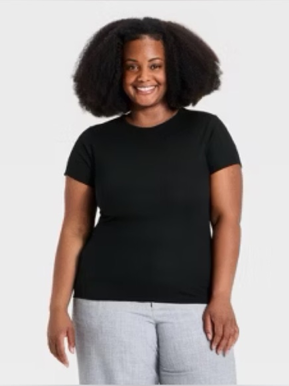 A new day black ribbed short sleeve T-shirt